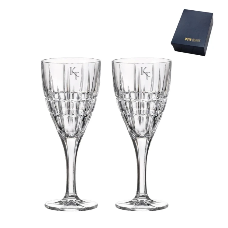 Kryształowe kieliszki do wina Glory 320ml 2szt z grawerem w pudełku prezentowym