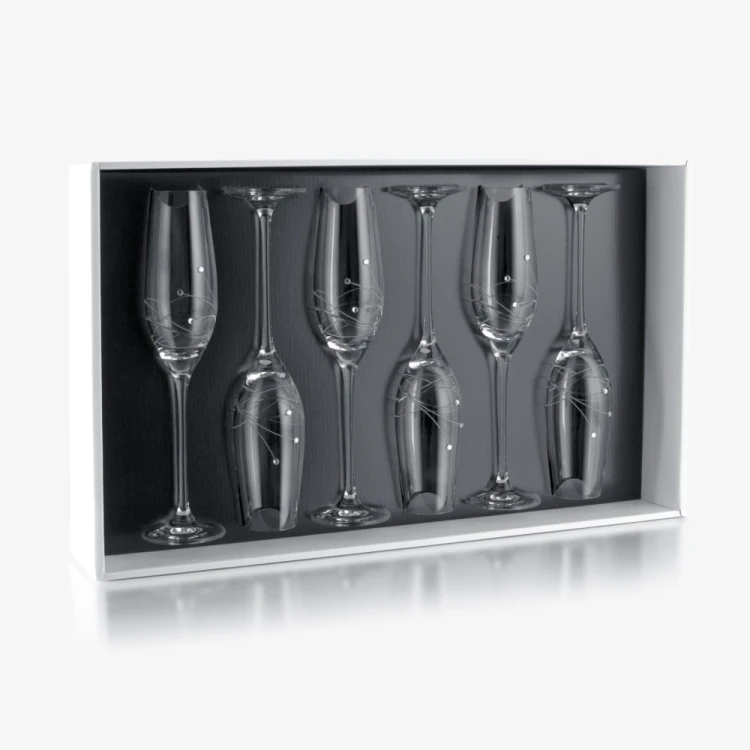 Kryształowe kieliszki do szampana z kryształkami Swarovskiego 210ml, 6szt