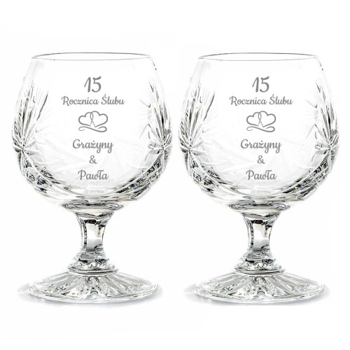 Kryształowe kieliszki do koniaku z grawerem 170ml, Młynek MK51, 2szt