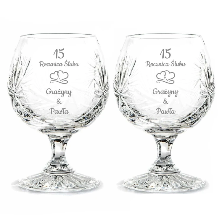 Kryształowe kieliszki do koniaku z grawerem 170ml, Młynek MK51, 2szt