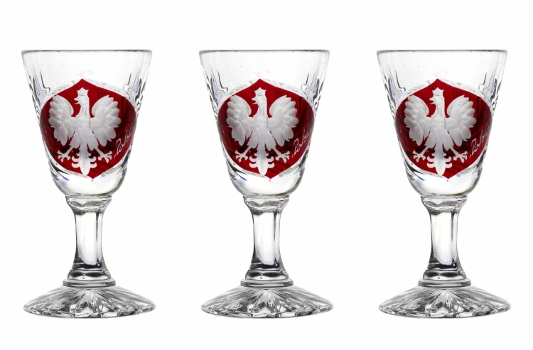 Kieliszki kryształowe do wódki 25ml motyw Polska 2szt