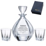 Zestaw do whisky:  Crystalline Laguna kryształowa karafka z grawerem+ kryształowe szklanki do whisky 2szt