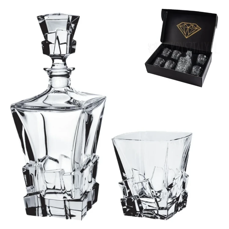 Zestaw do whisky CRACK kryształowa karafka + kryształowe szklanki do whisky 6szt w opakowaniu prezentowym Premium