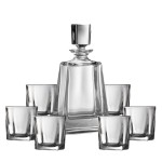 Zestaw do whisky: kryształowa karafka + kryształowe szklanki do whisky 6szt Flat