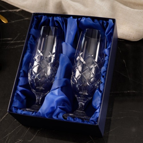 Kryształowe kieliszki do piwa, drinków z grawerem 300ml Melody LK84 2szt w pudełku prezentowym