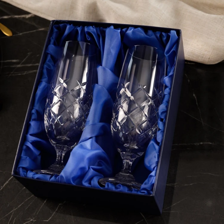 Kryształowe kieliszki do piwa, drinków z grawerem 300ml Melody LK84 2szt w pudełku prezentowym