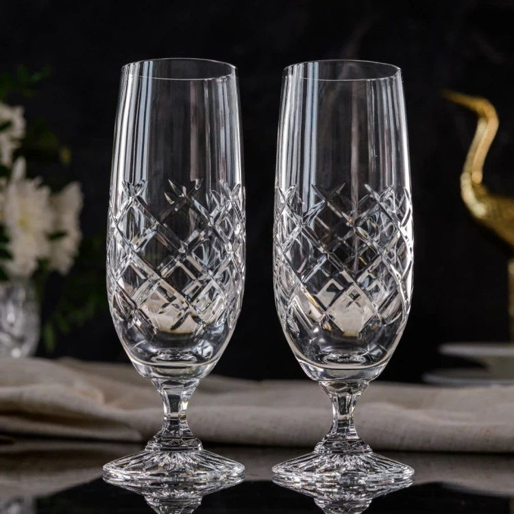 Kryształowe kieliszki do piwa, drinków z grawerem 300ml Melody LK84 2szt w pudełku prezentowym