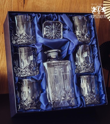 Prezent na ślub + kryształowe szklanki do whisky 6szt w opakowaniu prezentowym OKP10