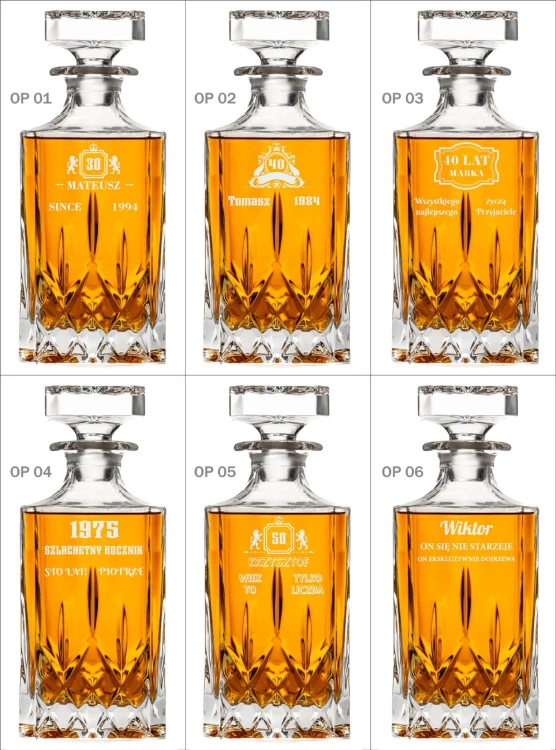 Prezent na ślub + kryształowe szklanki do whisky 6szt w opakowaniu prezentowym OKP10