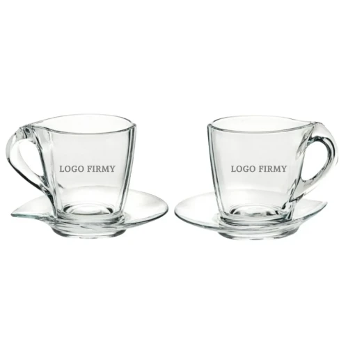 Prezent firmowy z logo - kryształowe filiżanki Happy 260ml, 2szt. - gadżet firmowy z logo