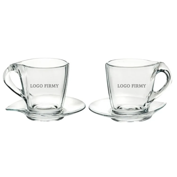Prezent firmowy z logo - kryształowe filiżanki Happy 260ml, 2szt. - gadżet firmowy z logo