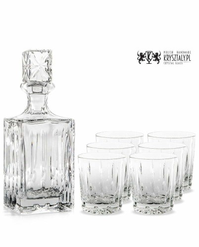 Zestaw do whisky: kryształowa karafka + kryształowe szklanki do whisky 6szt w opakowaniu prezentowym Simple SZ11
