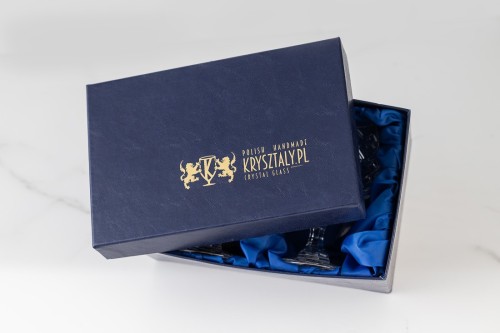 Kryształowe kieliszki do koniaku 250ml King w opakowaniu prezentowym z eco-skóry