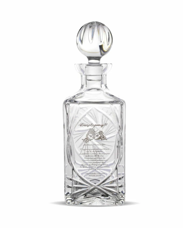 Kryształowa karafka do whisky z grawerem 750ml Młynek MK90 - Pamiątka Ślubu