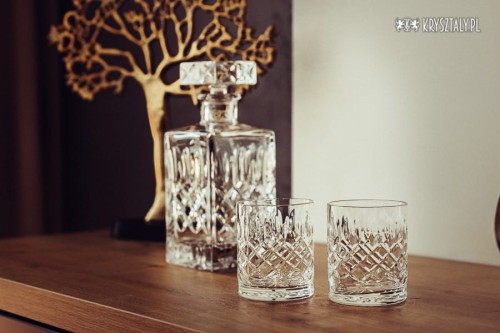 Zestaw do whisky: kryształowa karafka + kryształowe szklanki do whisky 4szt w opakowaniu prezentowym Elixir EZ11