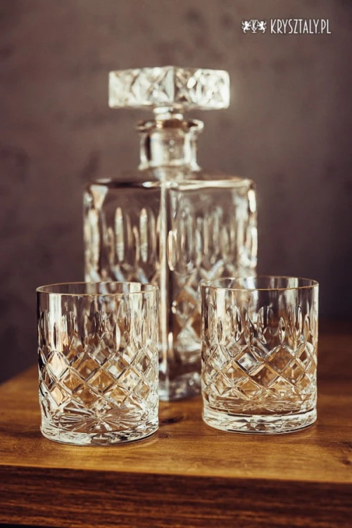 Zestaw do whisky: kryształowa karafka + kryształowe szklanki do whisky 4szt w opakowaniu prezentowym Elixir EZ11