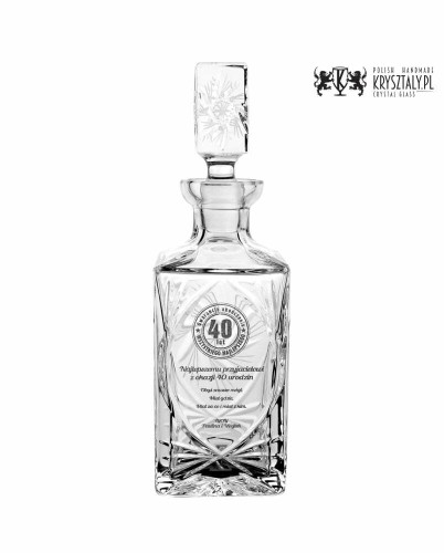 Kryształowa karafka do whisky z grawerem 750ml Młynek MK90 - prezent na 40 urodziny