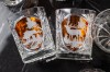 Prezent dla myśliwego – kryształowe szklanki do whisky z motywem myśliwskim bursztynowe MK80 6szt