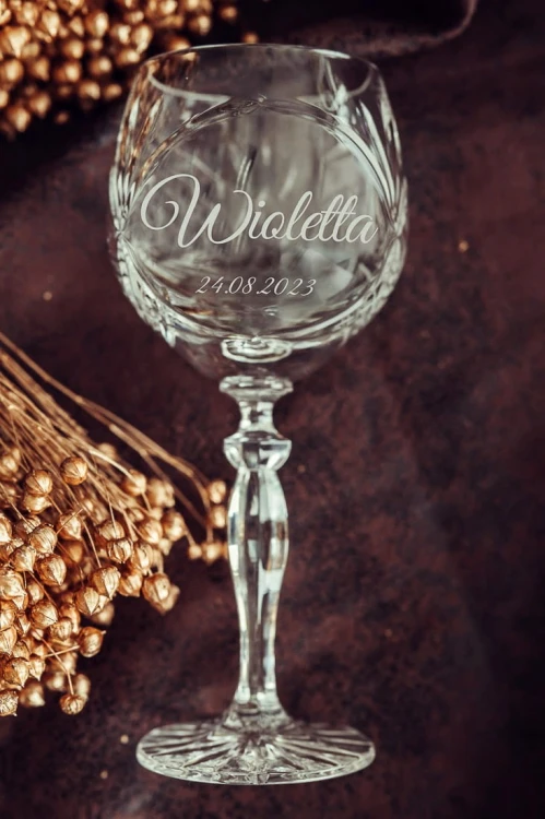 Kryształowe kieliszki do wina dla Pary Młodej 240ml Młynek MK34E 2szt