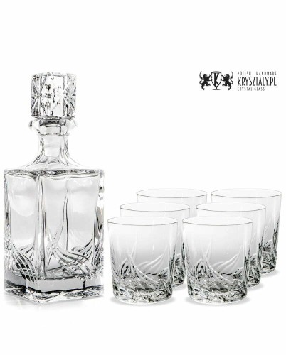 Zestaw do whisky: kryształowa karafka + kryształowe szklanki do whisky 6szt w opakowaniu prezentowym Wind WZ11