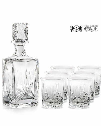 Zestaw do whisky: kryształowa karafka + kryształowe szklanki do whisky 6szt w opakowaniu prezentowym Nature NZ11