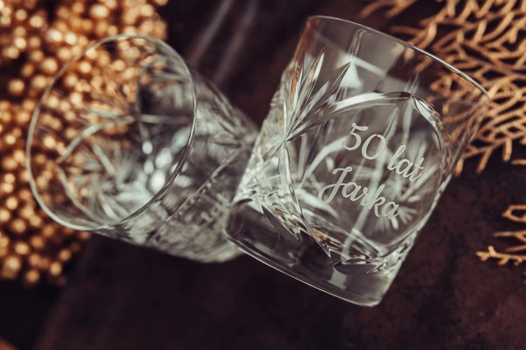 Kryształowe szklanki do whisky z grawerem 260ml Młynek MK80E 2szt