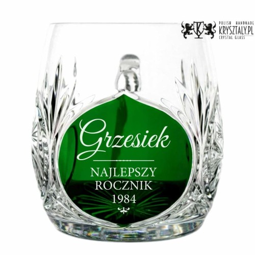 Kufel kryształowy Młynek z grawerem Zielony 1szt