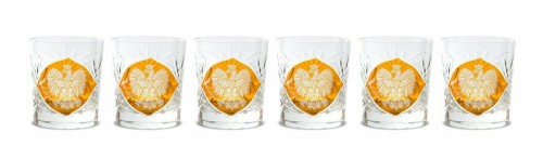 Kryształowe szklanki do whisky żółte Orzeł Polska Godło 260ml Młynek MK80PL 2szt