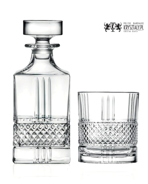 Zestaw do whisky: kryształowa karafka + kryształowe szklanki do whisky 6szt Crystalline Brillante