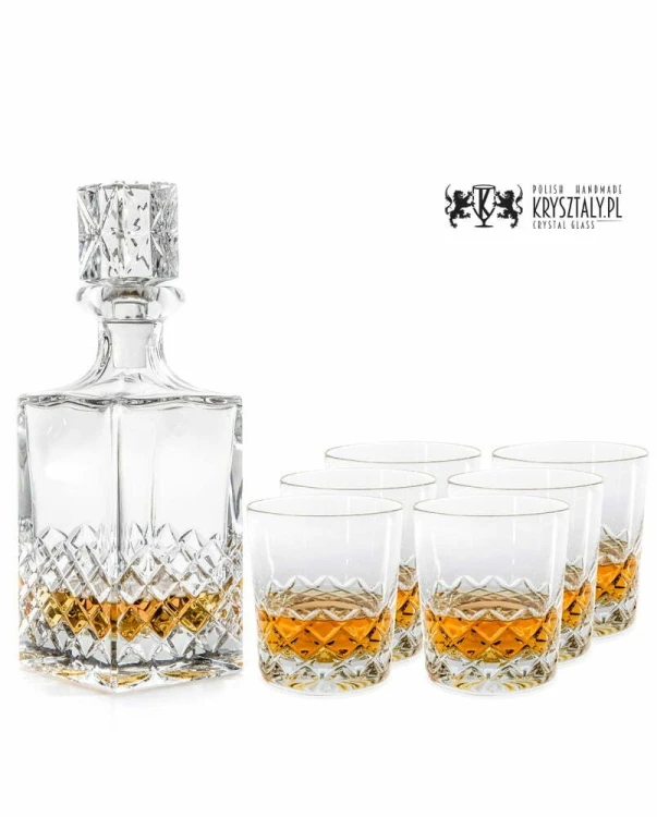 Zestaw do whisky: kryształowa karafka + kryształowe szklanki do whisky 6szt Melody LZ10