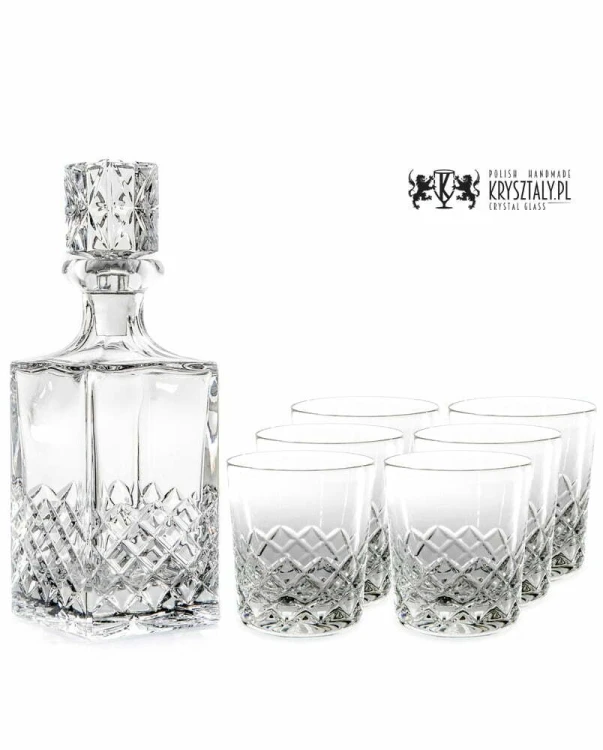 Zestaw do whisky: kryształowa karafka + kryształowe szklanki do whisky 6szt Melody LZ10