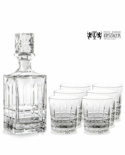 Zestaw do whisky: kryształowa karafka + kryształowe szklanki do whisky 6szt Glory GZ10