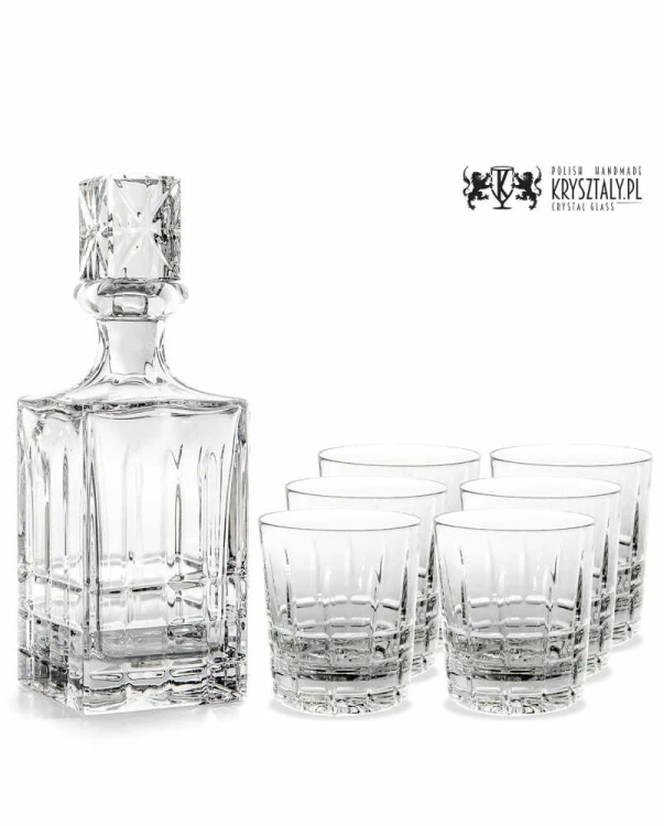 Zestaw do whisky: kryształowa karafka + kryształowe szklanki do whisky 6szt Glory GZ10