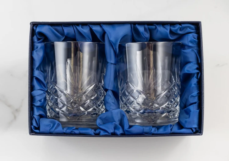 Prezent na ślub: kryształowe szklanki do whisky z grawerem 260ml Elixir EK80E 2szt w opakowaniu prezentowym