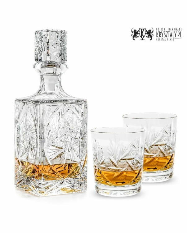 Zestaw do whisky: kryształowa karafka + kryształowe szklanki do whisky 2szt w opakowaniu prezentowym Młynek MZ23 podziękowanie dla Świadków