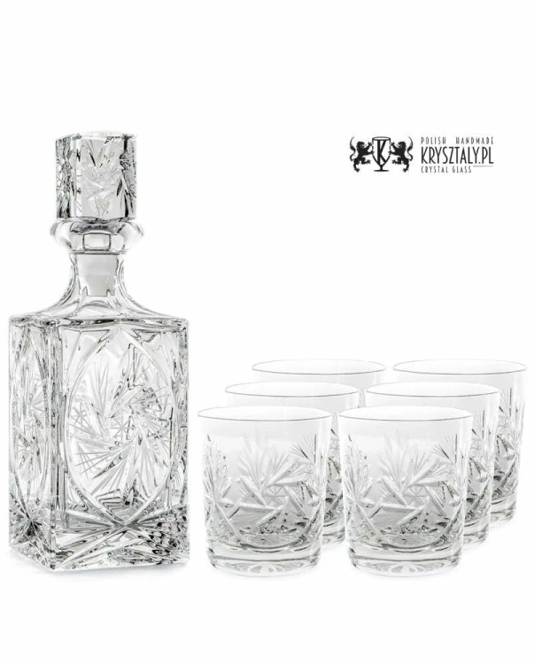 Zestaw do whisky: kryształowa karafka + kryształowe szklanki do whisky 6szt w opakowaniu prezentowym Młynek MZ11