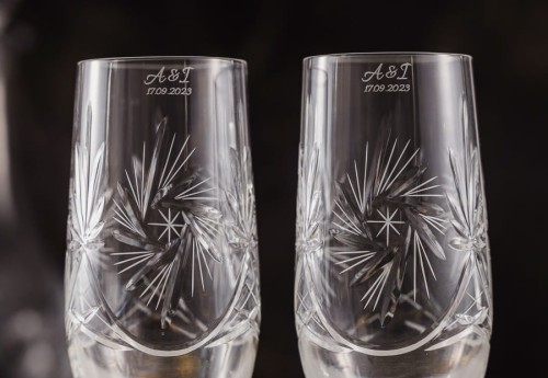 Kryształowe kieliszki do piwa 500ml Młynek MK86 z grawerem na rancie 2szt