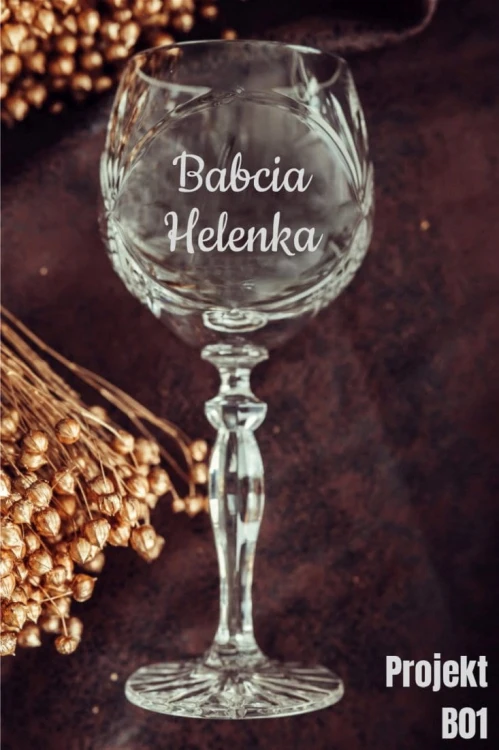 Kryształowy kieliszki do wina 240ml Młynek z grawerem prezent na dzień babci i dziadka - MK34E 1szt