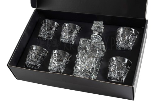 Zestaw do whisky GLACIER kryształowa karafka + kryształowe szklanki do whisky 6szt w opakowaniu prezentowym Premium