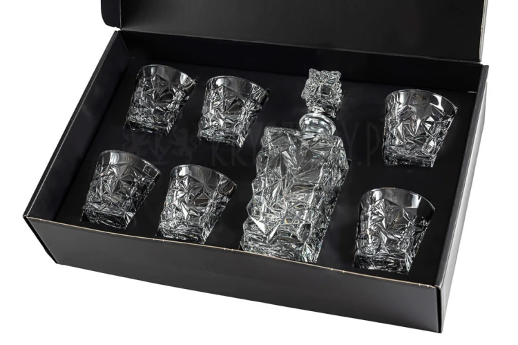 Zestaw do whisky GLACIER kryształowa karafka + kryształowe szklanki do whisky 6szt w opakowaniu prezentowym Premium
