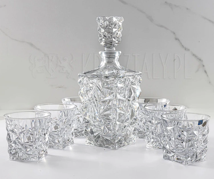 Zestaw do whisky GLACIER kryształowa karafka + kryształowe szklanki do whisky 6szt w opakowaniu prezentowym Premium