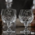 Kryształowe kieliszki do koniaku z grawerem 250ml Melody 2szt - prezent ślubny