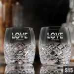 Kryształowe szklanki do whisky baryłki z grawerem 260ml Melody 2szt - prezent na ślub