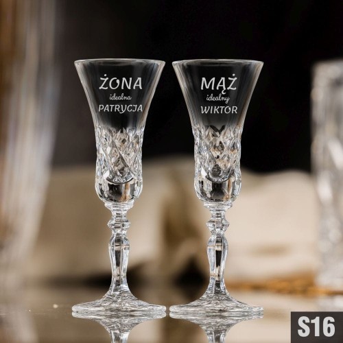 Kryształowe kieliszki do nalewek, likieru, wódki z grawerem 35ml Melody 2szt