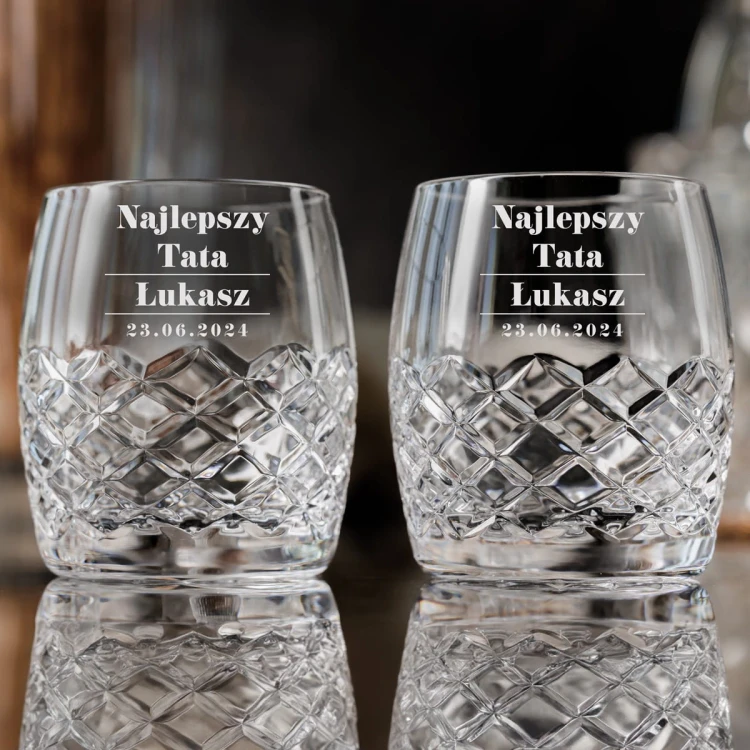 Kryształowe szklanki do whisky z grawerem 260ml Melody 2szt - PREZENTY DLA MĘŻCZYZNY