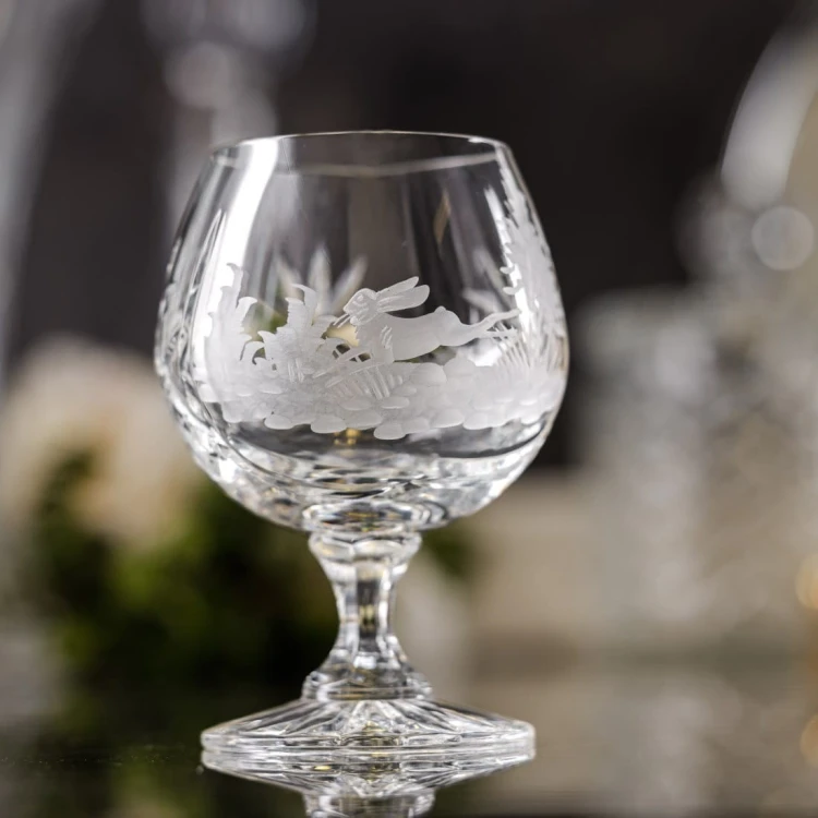 Prezent dla myśliwego - kryształowe kieliszki do koniaku 250ml 6szt w pudełku prezentowym