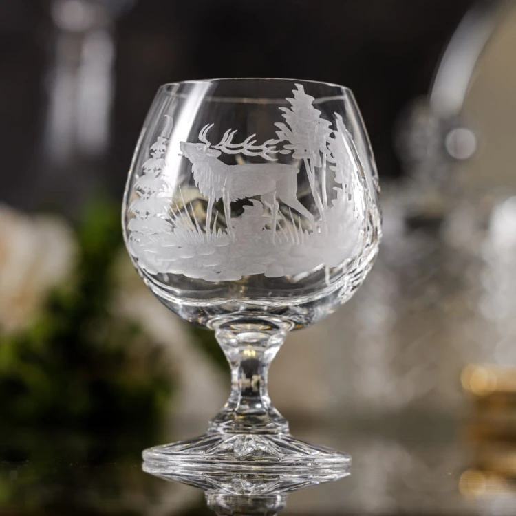 Prezent dla myśliwego - kryształowe kieliszki do koniaku 250ml 2szt w pudełku prezentowym