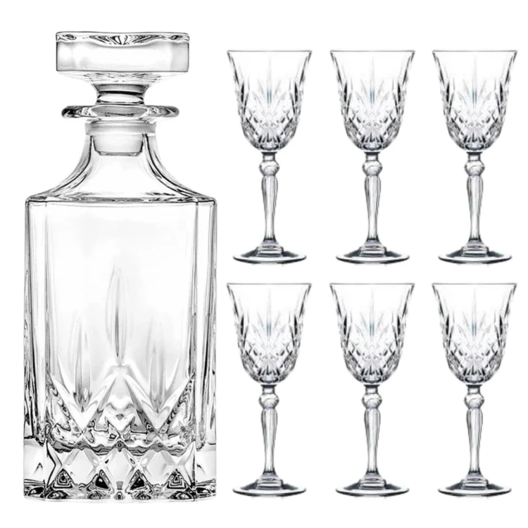 Zestaw prezentowy- kryształowa karafka + kryształowe kieliszki do likieru, nalewki 50ml, 6szt w pudełku prezentowym OKP2G