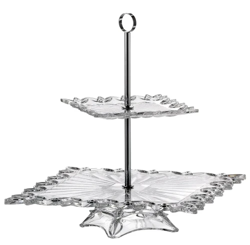Patera kryształowa Pierced dwupoziomowa na ciasto, owoce 35,5cm