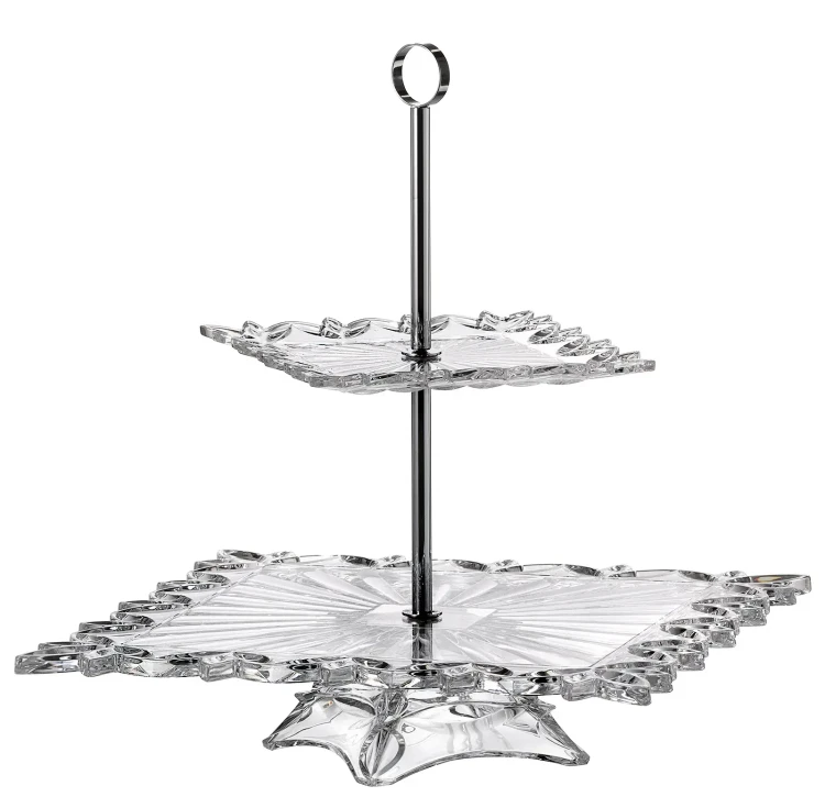 Patera kryształowa Pierced dwupoziomowa na ciasto, owoce 35,5cm